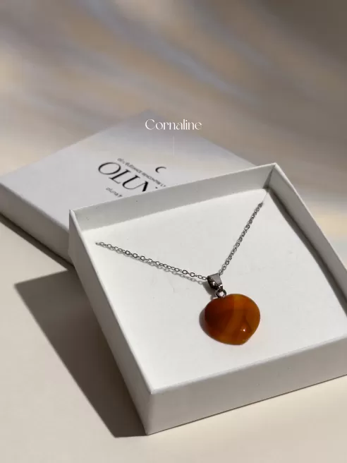 Pendentif Cornaline Coeur - Pierre de vitalité