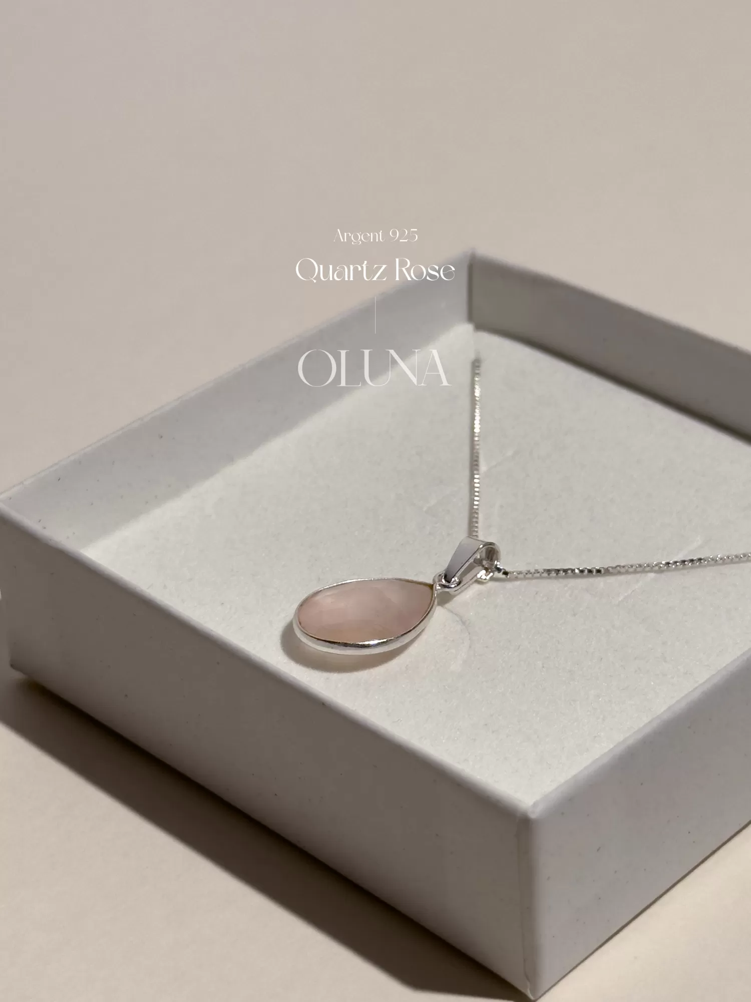 OLUNA|Pendentif Elina - Quartz Rose - Argent 925|Collection Elina