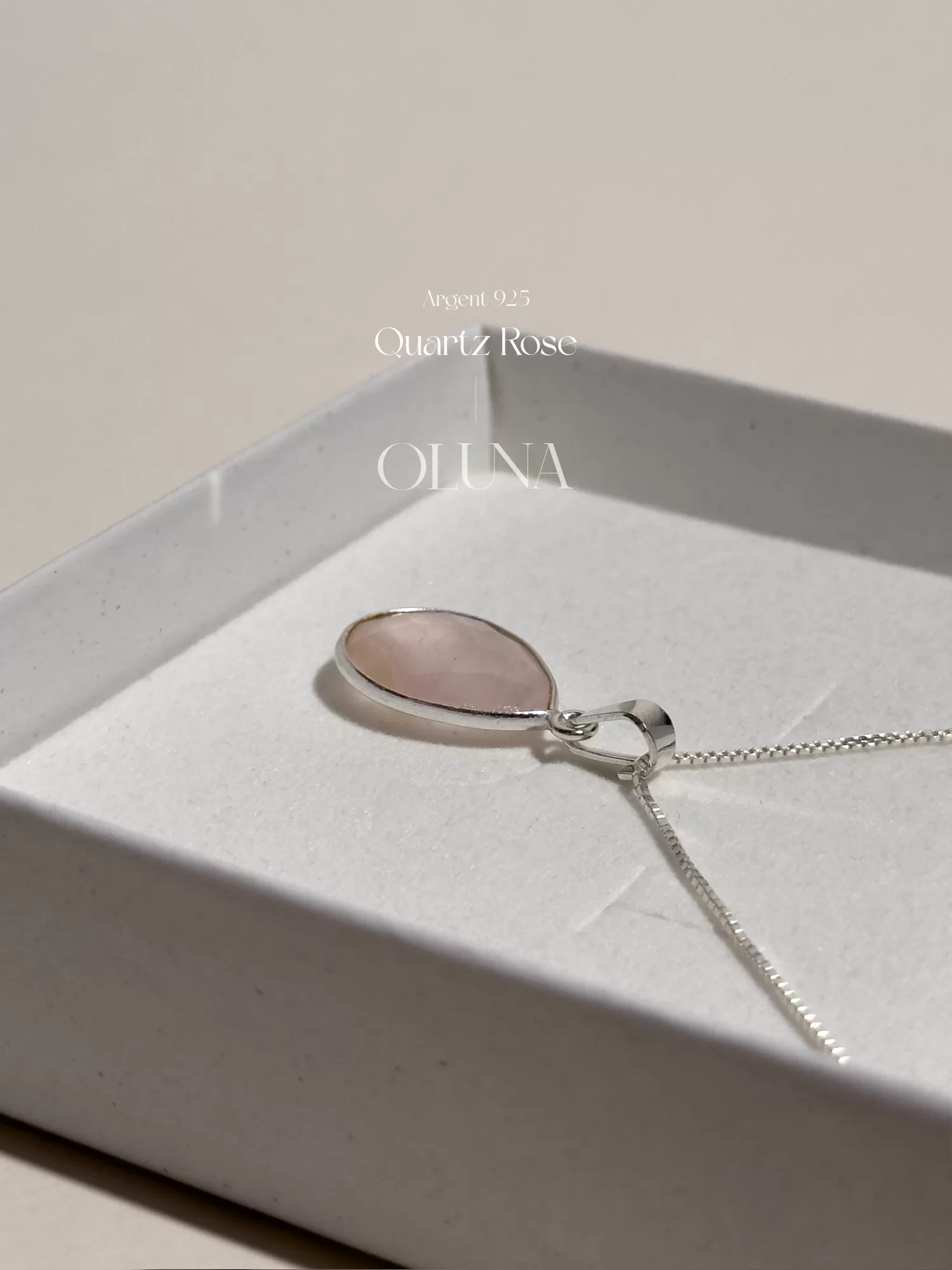 OLUNA|Pendentif Elina - Quartz Rose - Argent 925|Collection Elina