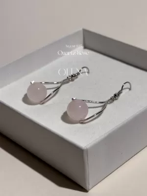 OLUNA|Boucles d'oreilles Anna - Quartz Rose - Argent 925|Collection Anna