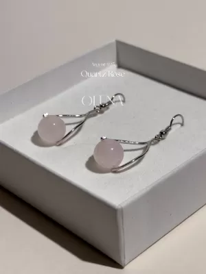 Boucles d'oreilles Anna - Quartz Rose - Argent 925 Rhodié