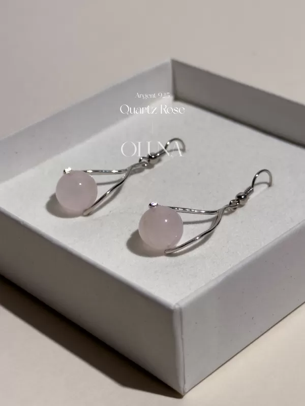 Boucles d'oreilles Anna - Quartz Rose - Argent 925 Rhodié