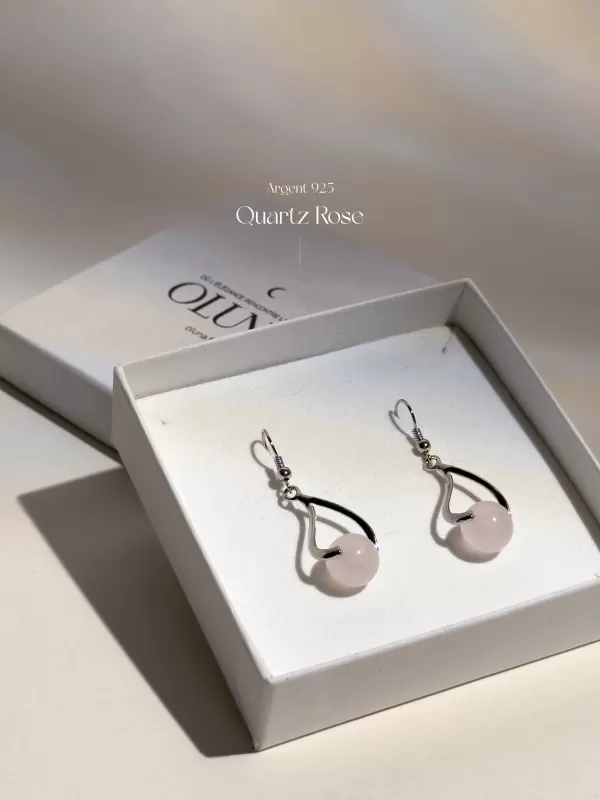 Boucles d'oreilles Anna - Quartz Rose - Argent 925 Rhodié