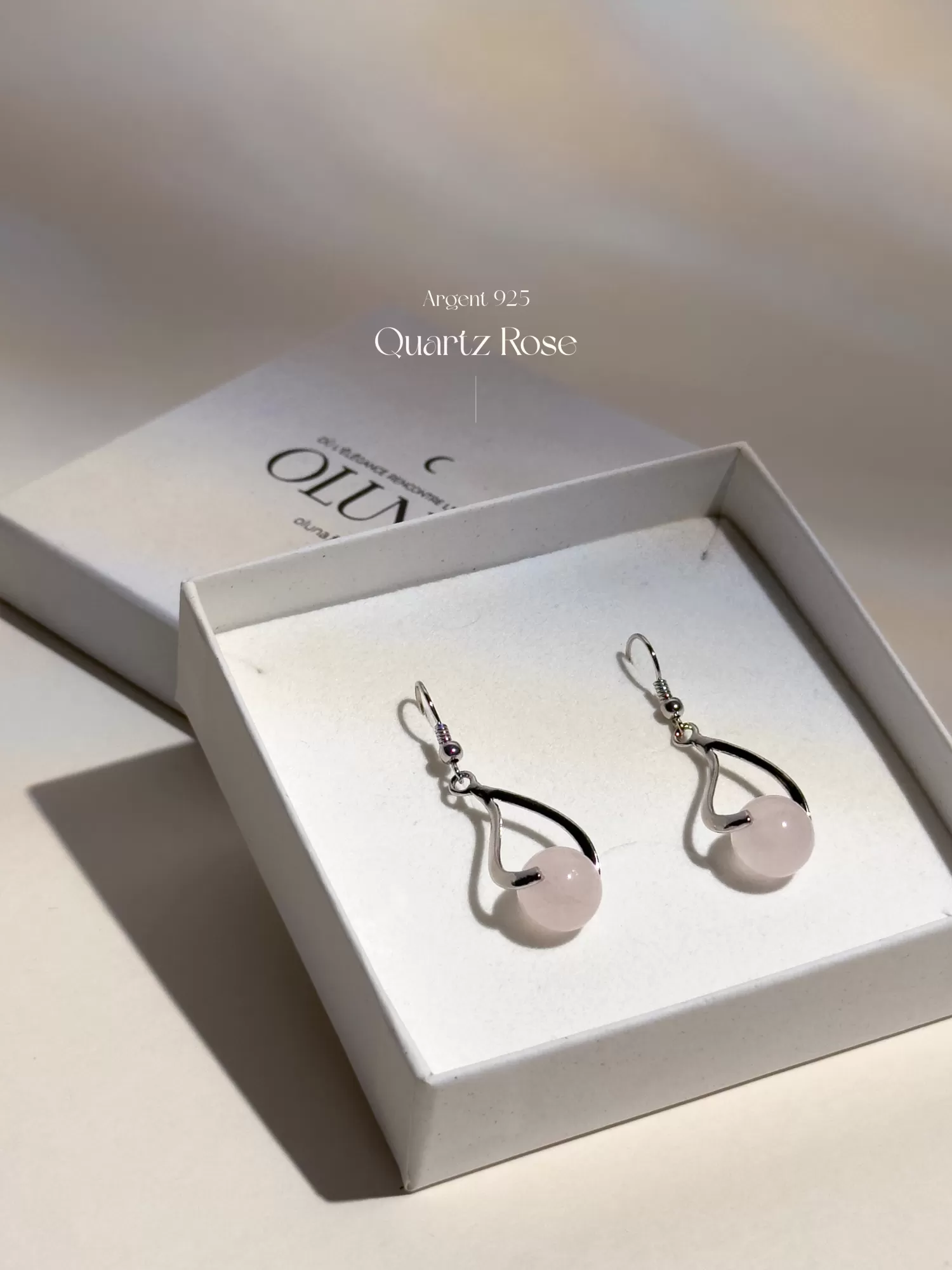 OLUNA|Boucles d'oreilles Anna - Quartz Rose - Argent 925|Collection Anna