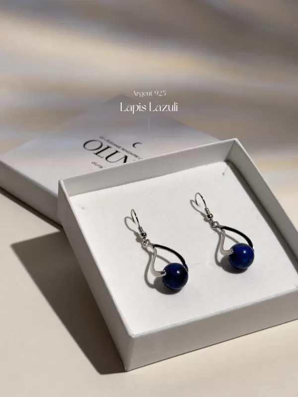 OLUNA|Boucles d'oreilles Anna - Lapis Lazuli - Argent 925|Collection Anna