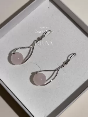 Boucles d'oreilles Anna - Quartz Rose - Argent 925 Rhodié