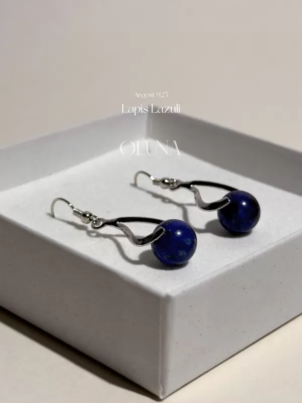 Boucles d'oreilles Anna - Lapis Lazuli - Argent 925 Rhodié_Boucles d'oreilles Anna_OLUNA_