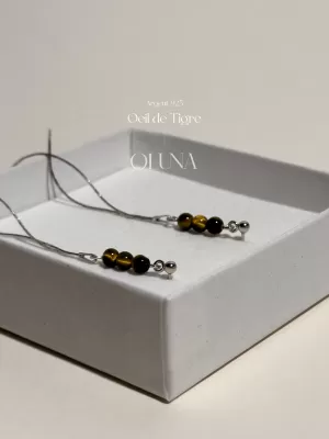 OLUNA|Boucles d'oreilles Lisa - Œil de Tigre - Argent 925|Collection Lisa