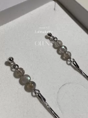 Boucles d'oreilles Lisa - Labradorite - Argent 925 Rhodié