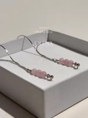 Boucles d'oreilles Lisa - Quartz Rose - Argent 925 Rhodié