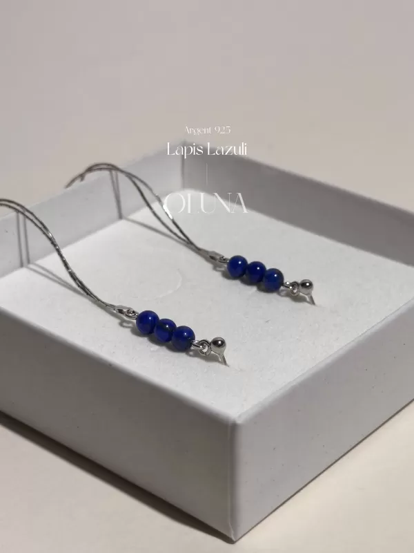 Boucles d'oreilles Lisa - Lapis Lazuli - Argent 925 Rhodié_Boucles d'oreilles Lisa_OLUNA_