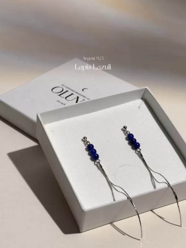 Boucles d'oreilles Lisa - Lapis Lazuli - Argent 925 Rhodié_Boucles d'oreilles Lisa_OLUNA_