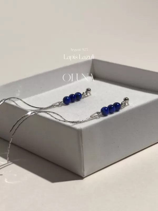 Boucles d'oreilles Lisa - Lapis Lazuli - Argent 925 Rhodié_Boucles d'oreilles Lisa_OLUNA_