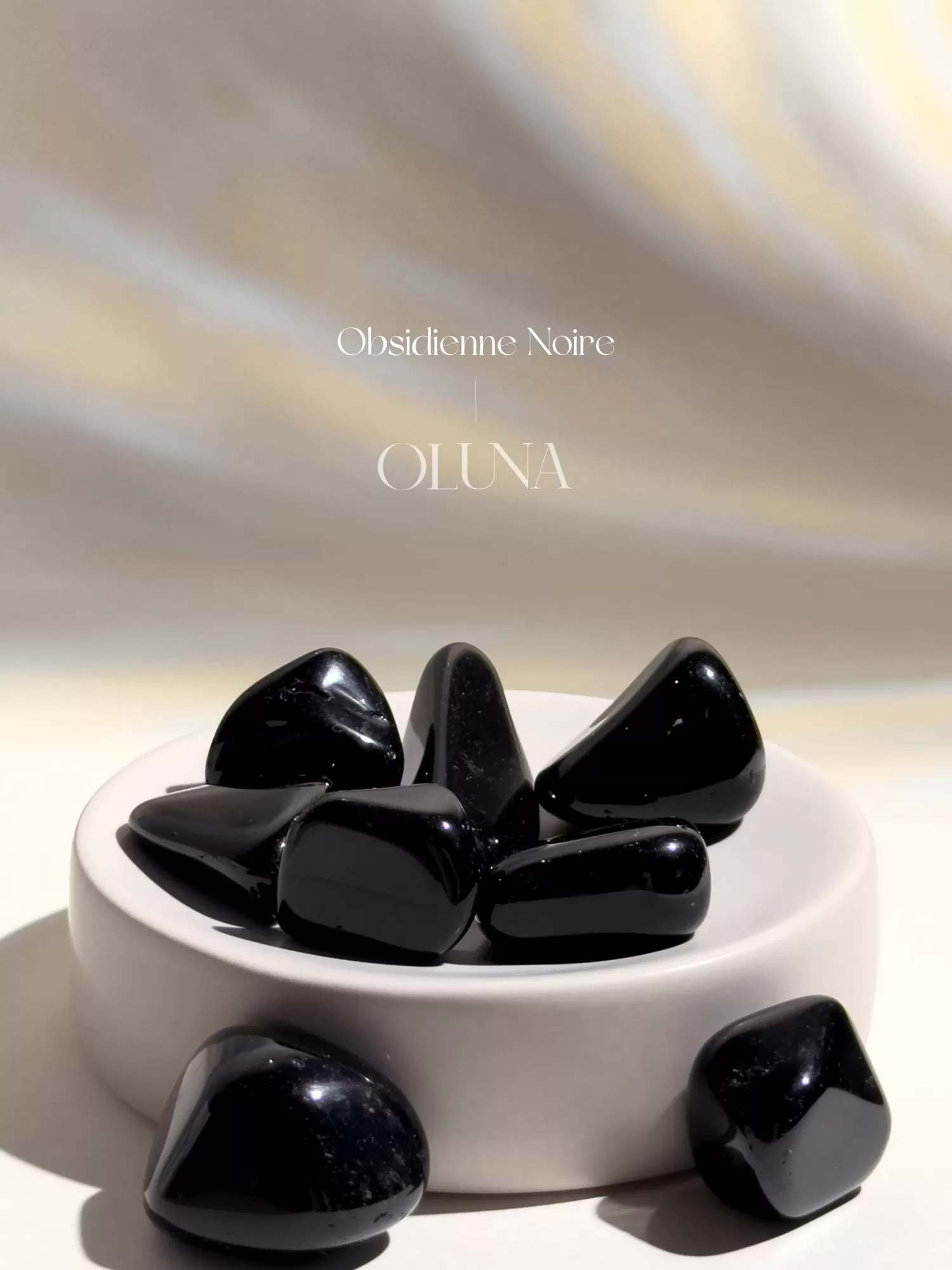 OLUNA|Pierre roulée en Obsidienne Noire|Pierres roulées OLUNA