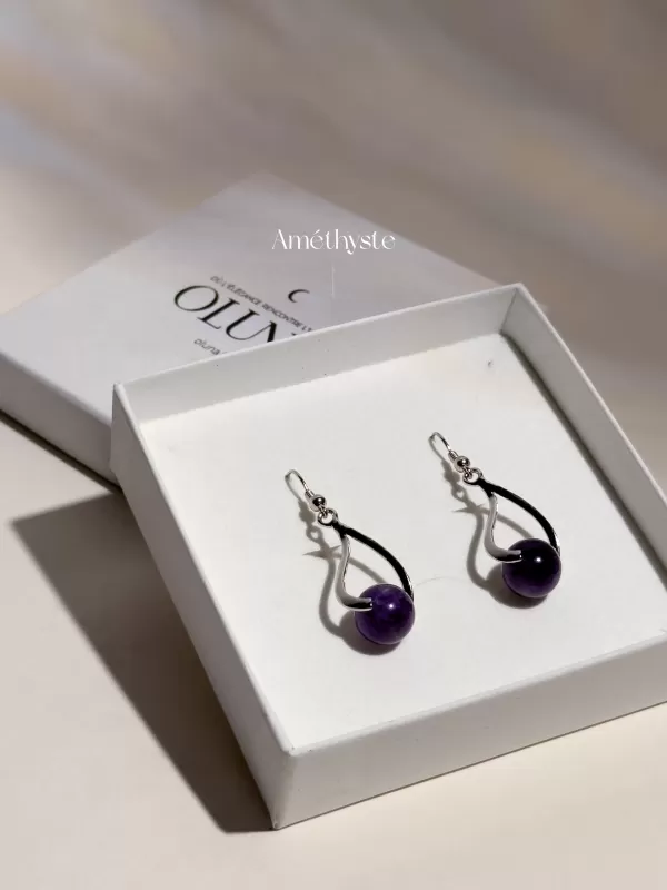 Boucles d'oreilles Anna - Améthyste - Argent 925 Rhodié_Boucles d'oreilles Anna_OLUNA_