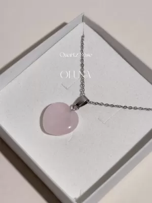 Pendentif cœur - Quartz Rose