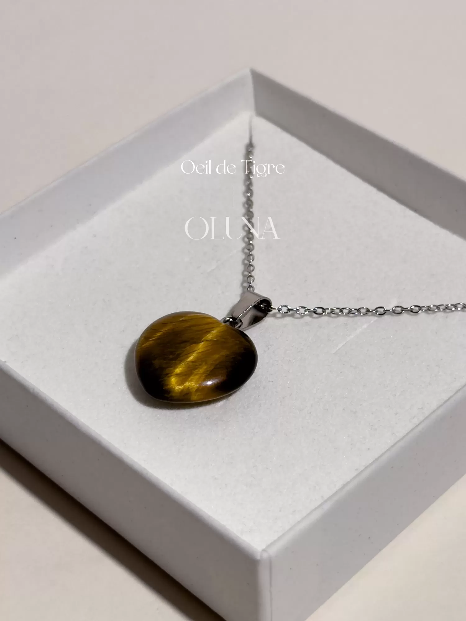 OLUNA|Pendentif cœur - Œil de Tigre|Pendentifs cœurs