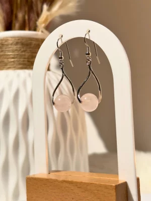 Boucles d'oreilles Quartz Rose Anna - Argent 925