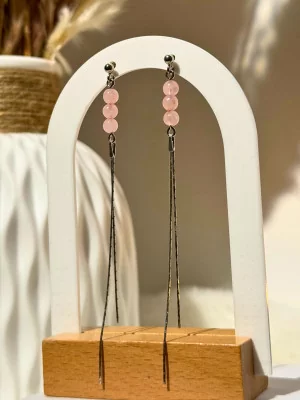 Boucles d'oreilles Quartz Rose Lisa - Argent 925