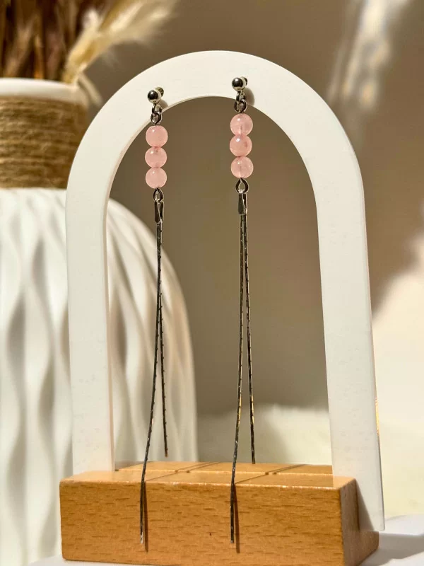 Boucles d'oreilles Quartz Rose Lisa - Argent 925