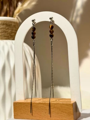 Boucles d'oreilles Oeil de Tigre Lisa - Argent 925