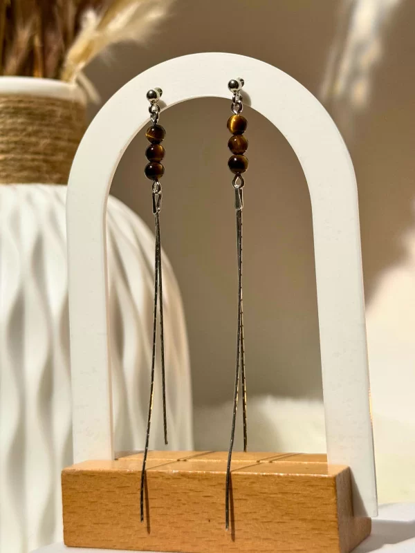 Boucles d'oreilles Oeil de Tigre Lisa - Argent 925