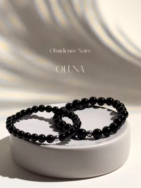 Bracelet Victoria - Obsidienne Noire 6/8mm