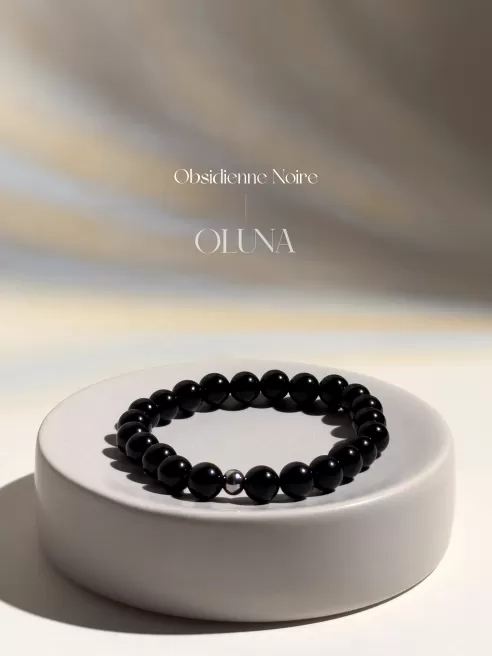 Bracelet Victoria - Obsidienne Noire 6/8mm