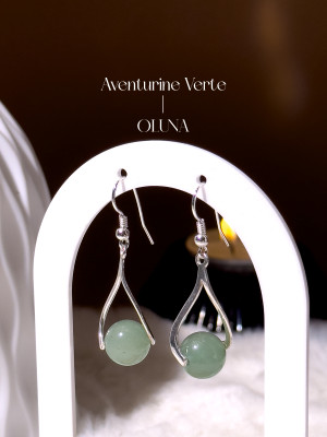 Boucles d'oreilles Anna - Aventurine Verte - Argent 925 Rhodié_Boucles d'oreilles Anna_OLUNA_