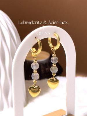 Boucles d'oreilles Sia - Labradorite - Plaqué Or_OLUNA_OLUNA_
