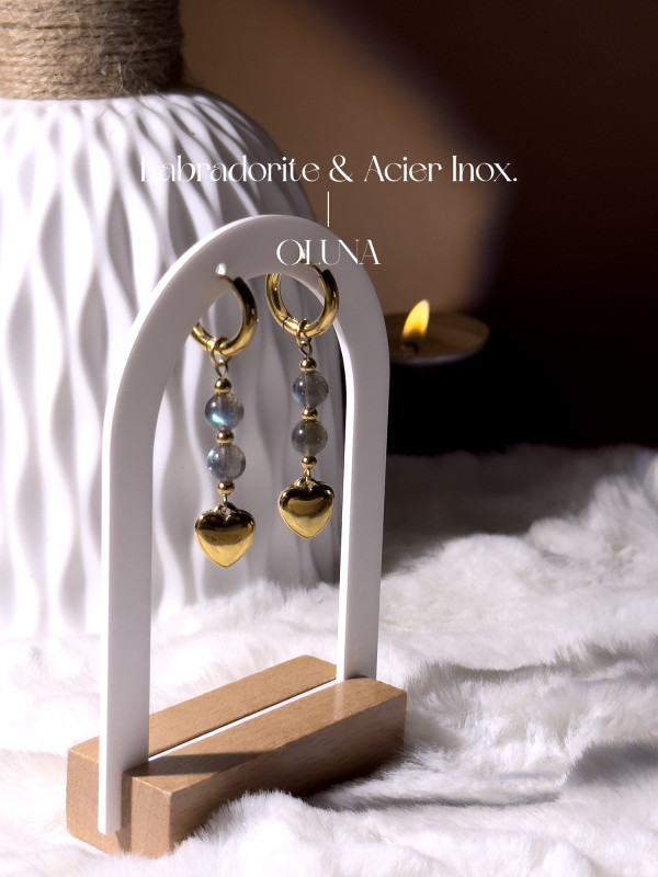 Boucles d'oreilles Sia - Labradorite - Plaqué Or_OLUNA_OLUNA_