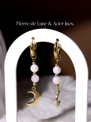 Boucles d'oreilles Luna - Pierre de Lune - Plaqué Or_OLUNA_OLUNA_