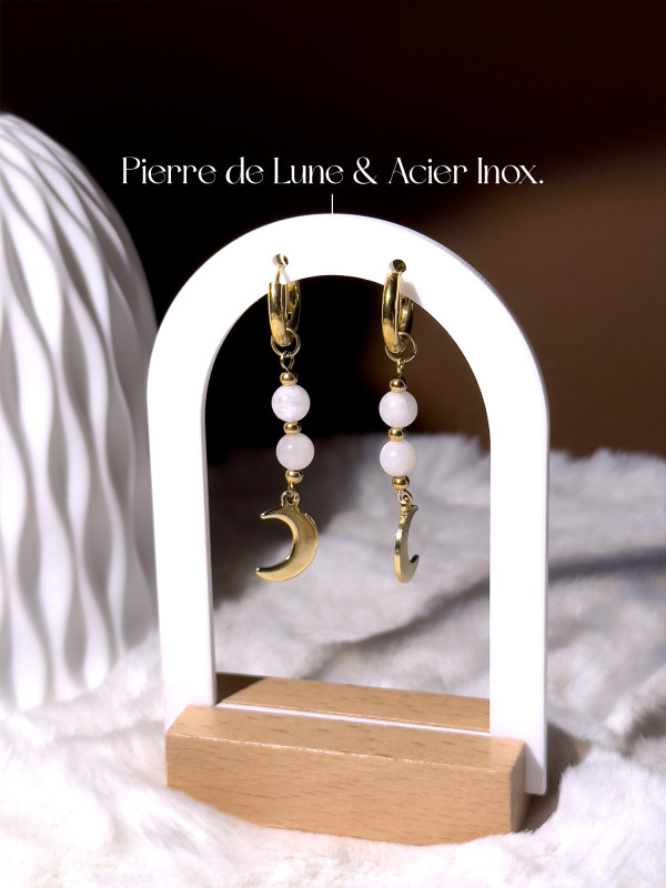 Boucles d'oreilles Luna - Pierre de Lune - Plaqué Or_OLUNA_OLUNA_