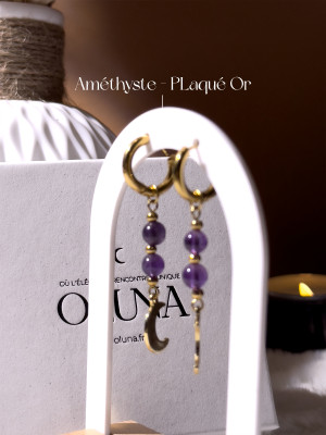 Boucles d'oreilles Luna - Améthyste - Plaqué Or 18k_Les boucles d'oreilles OLUNA_OLUNA_