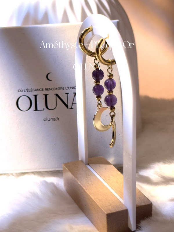 Boucles d'oreilles Luna - Améthyste - Plaqué Or 18k_Les boucles d'oreilles OLUNA_OLUNA_