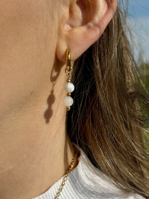 Créoles Pierre de Lune Julia - Acier inoxydable doré